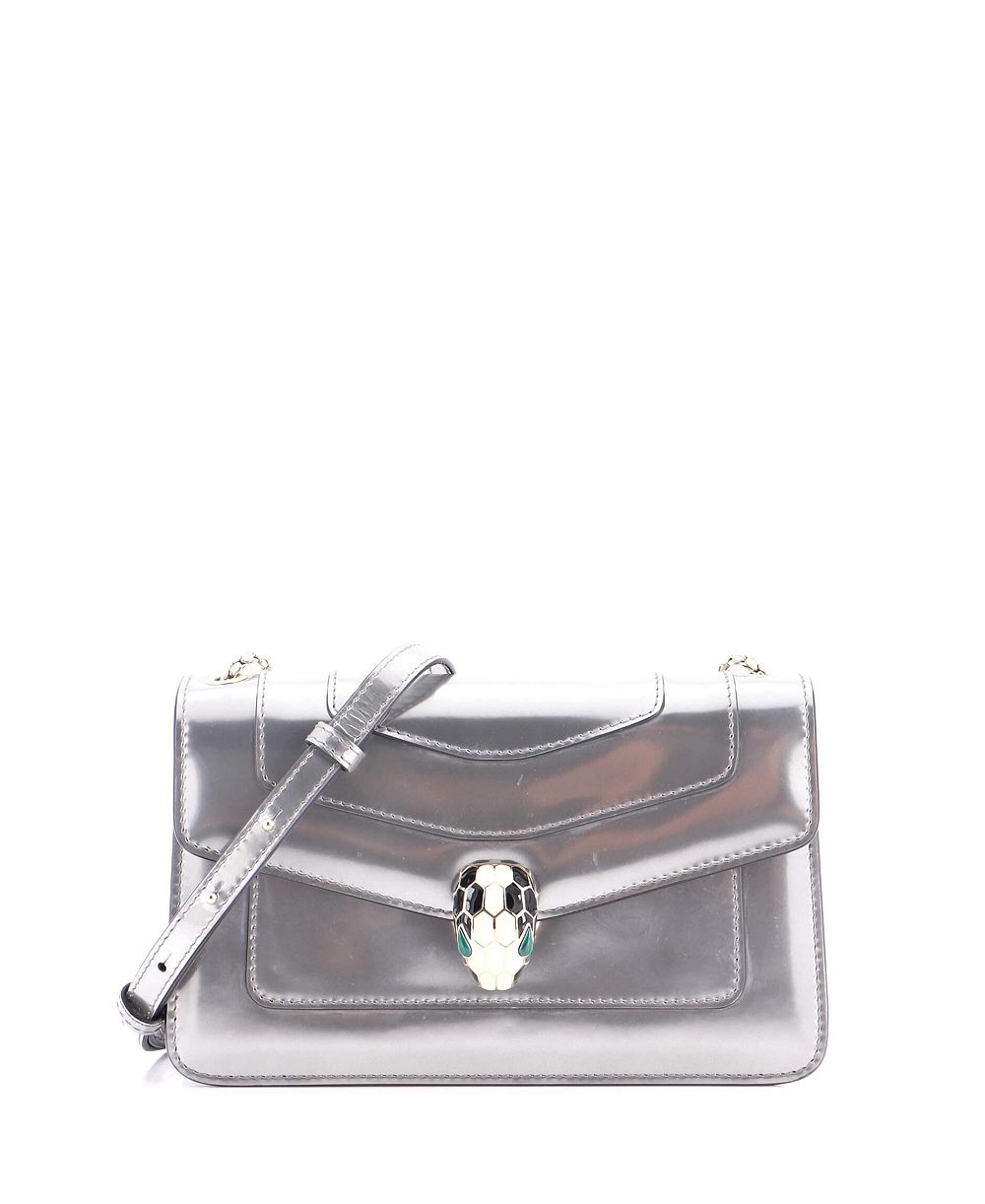 Б/у сумка Bvlgari Small Serpenti Forever с плечевым ремнем из металлической кожи