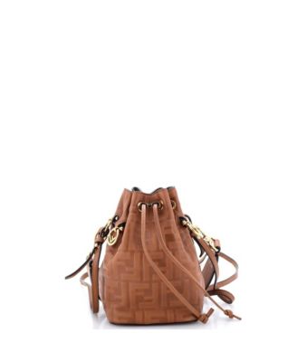 Pre-Owned Fendi мини-сумка Bucket Bag Zucca из тисненой кожи