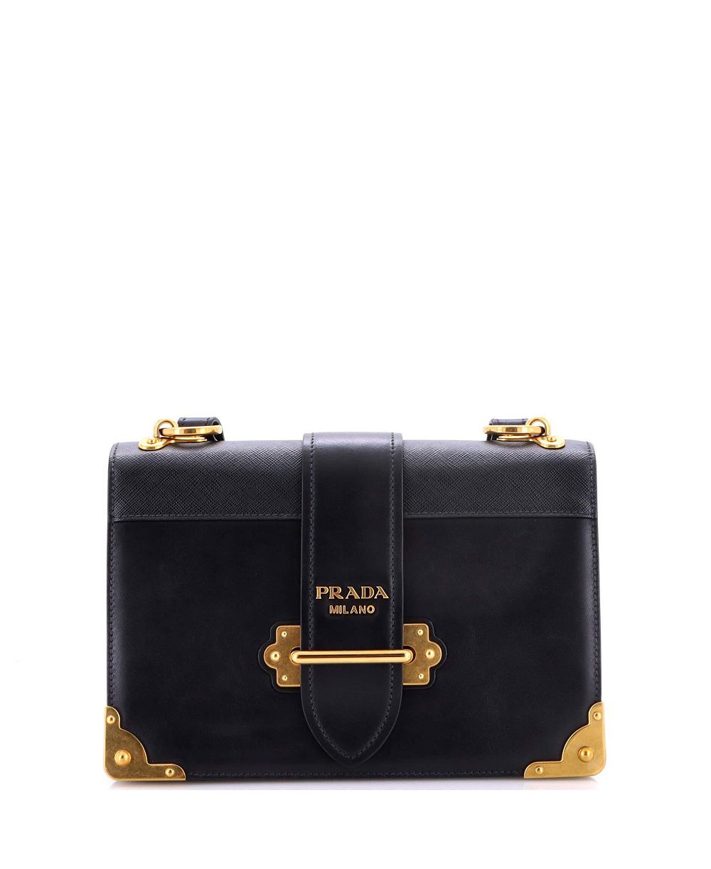 Pre-Owned Prada Large Cahier Crossbody Bag Leather and Saffiano Leather