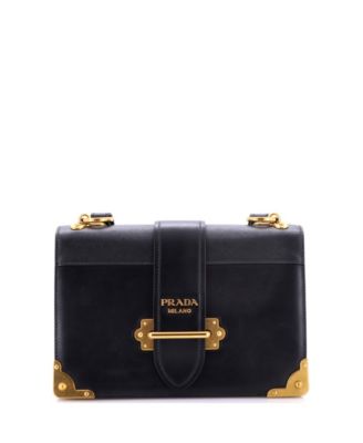 Pre-Owned Prada Large Cahier Crossbody Bag Leather and Saffiano Leather
