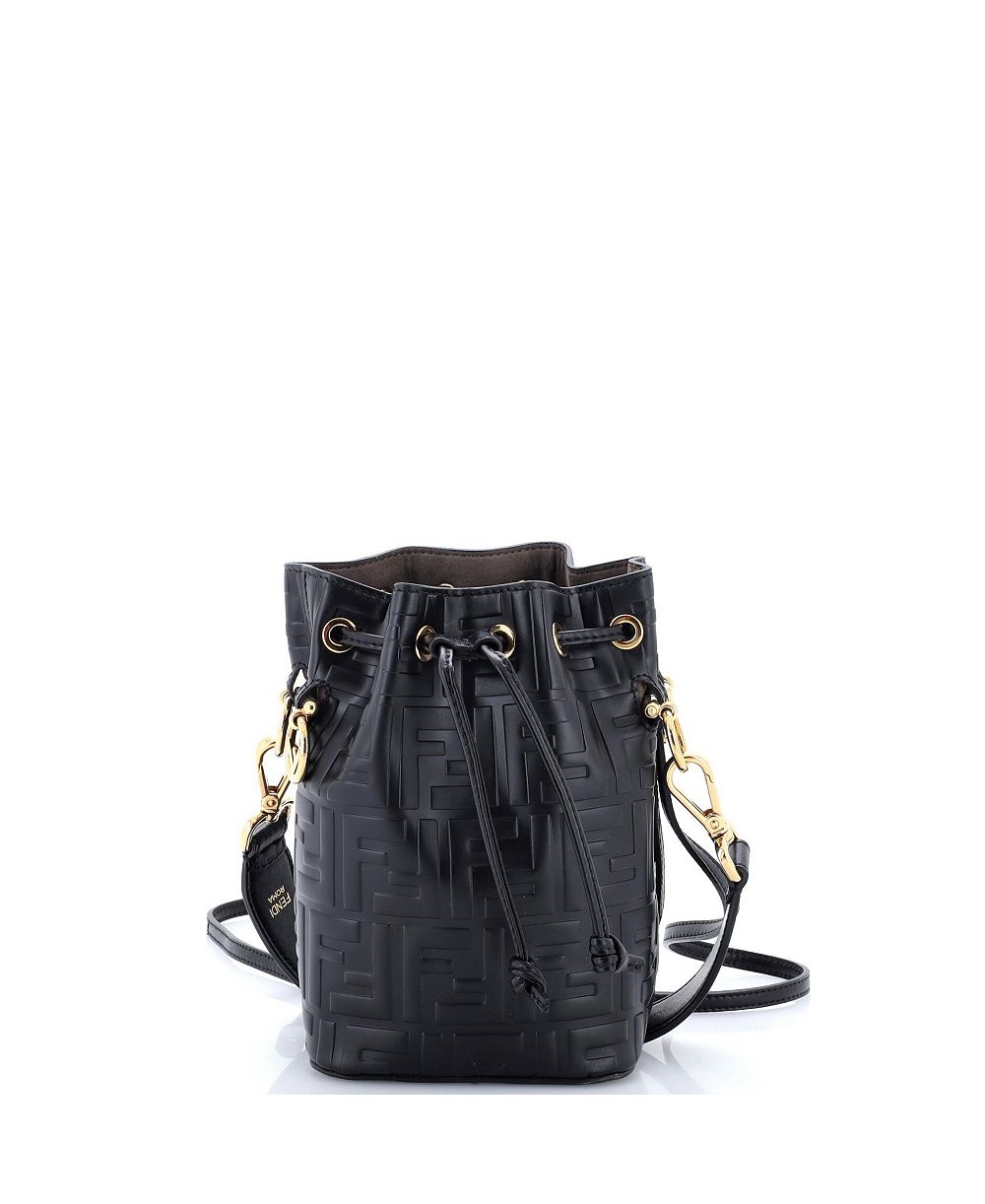 Pre-Owned Fendi Mini Mon Tresor Bucket Bag Zucca Embossed Leather