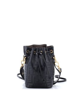 Pre-Owned Fendi Mini Mon Tresor Bucket Bag Zucca Embossed Leather