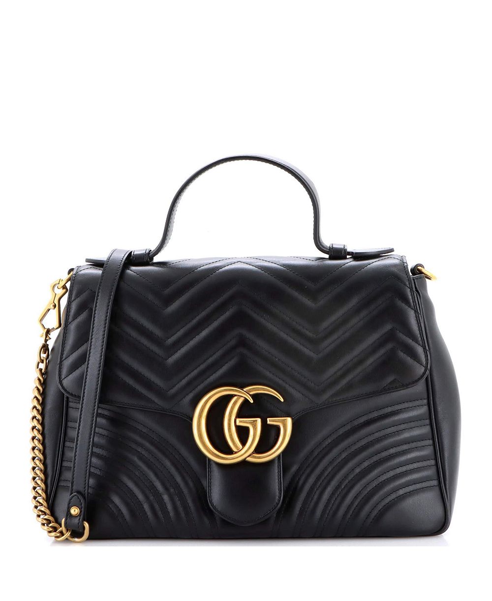 Б/у средняя сумка Gucci Medium GG Marmont Top Handle Flap из стеганой кожи