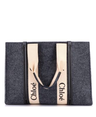 Pre-Owned Chloe Large Woody Tote Recycled Felt with Leather and Canvas