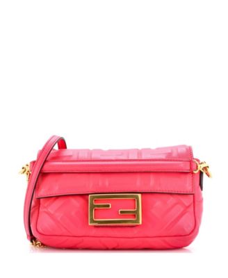 Pre-Owned Fendi Mini Baguette NM Bag Zucca Embossed Leather