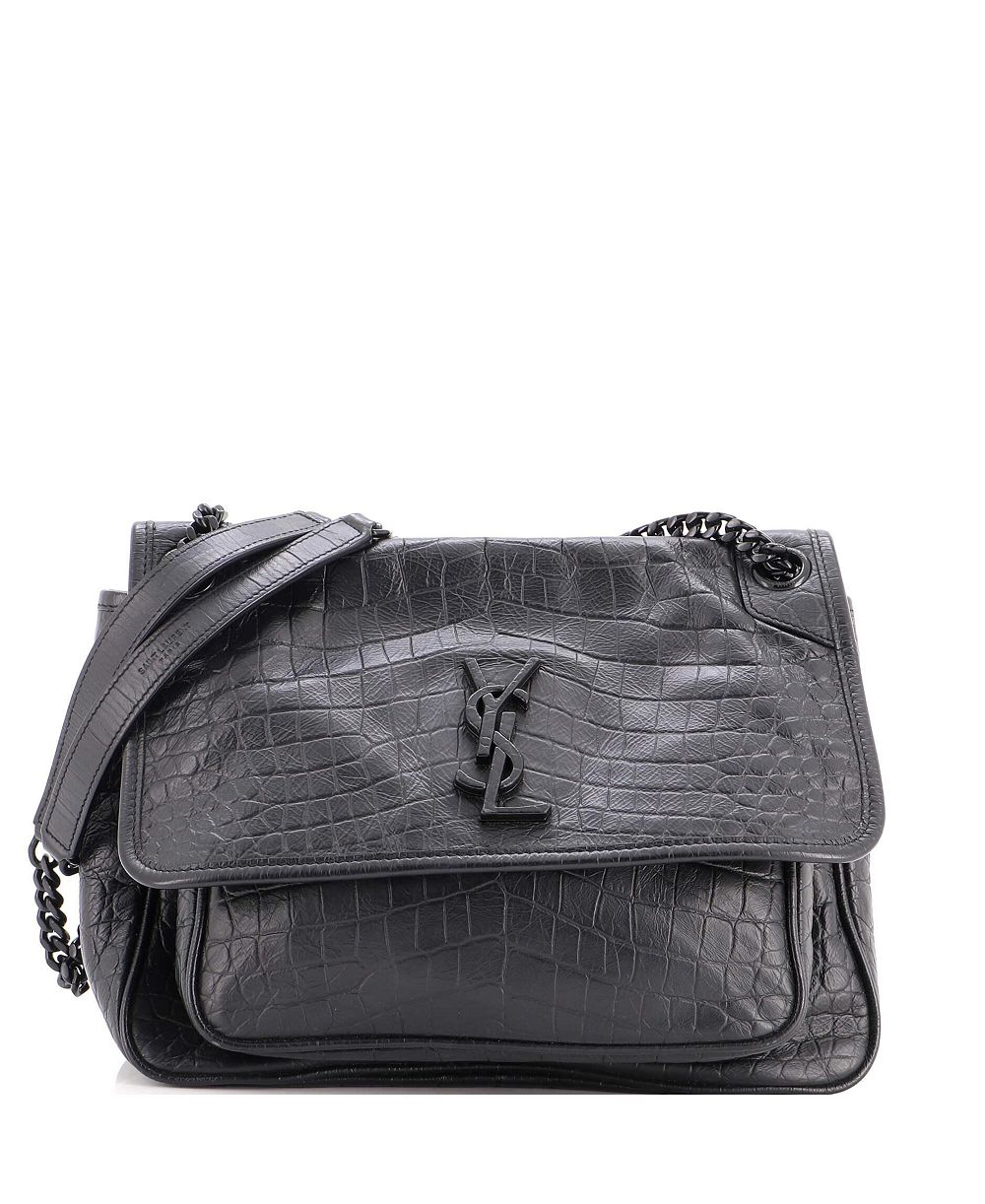 Pre-Owned Saint Laurent Medium Niki Chain Flap Bag Embossed Leather