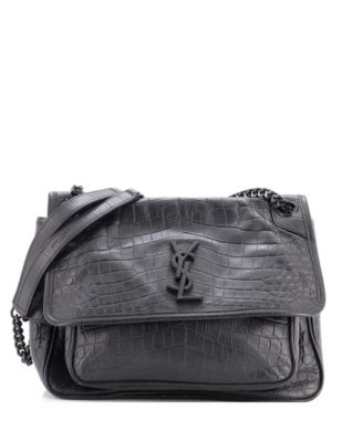 Pre-Owned Saint Laurent сумка Niki Chain Flap среднего размера, тисненая кожа, с цепочкой