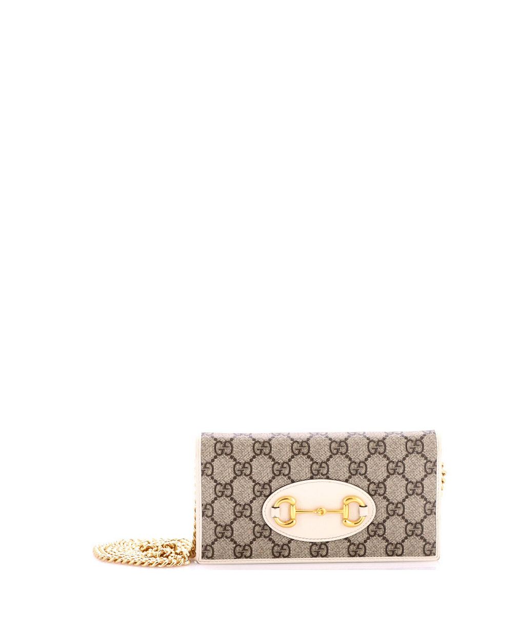 Pre-Owned Gucci кошелек-цепочка Horsebit 1955 из лакированной ткани GG с пряжкой