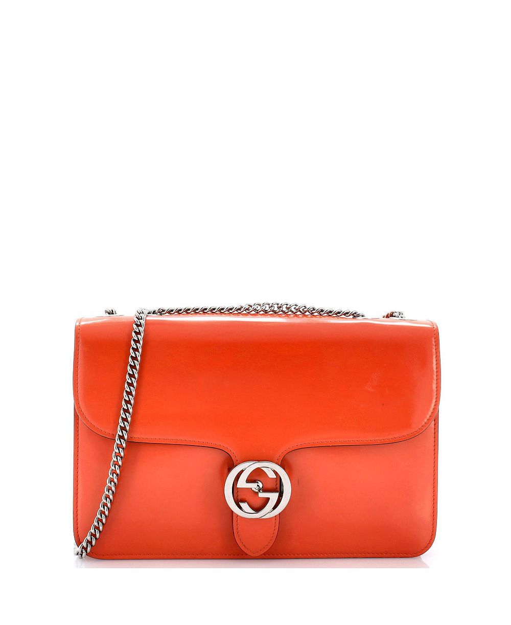 Б/у сумка Gucci Medium Interlocking Shoulder из лакированной кожи