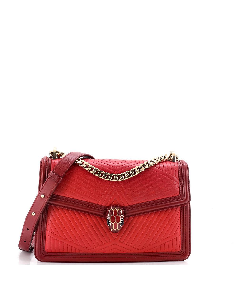Pre-Owned Bvlgari Маленькая сумка через плечо Serpenti Forever из стеганой кожи