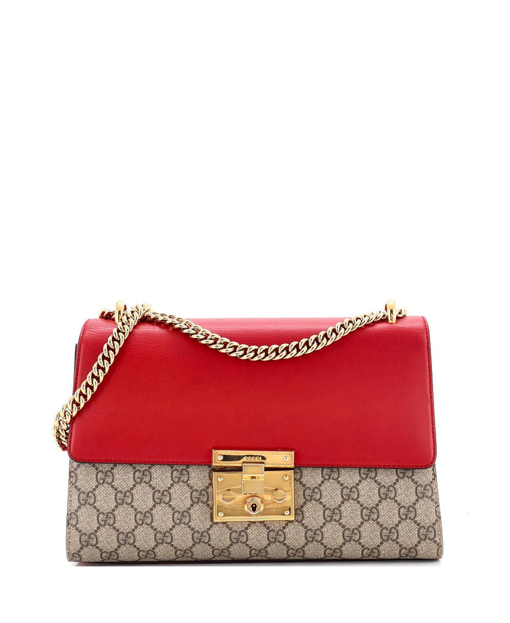 Pre-Owned Gucci Medium Padlock Shoulder Bag GG Coated Canvas and Leather