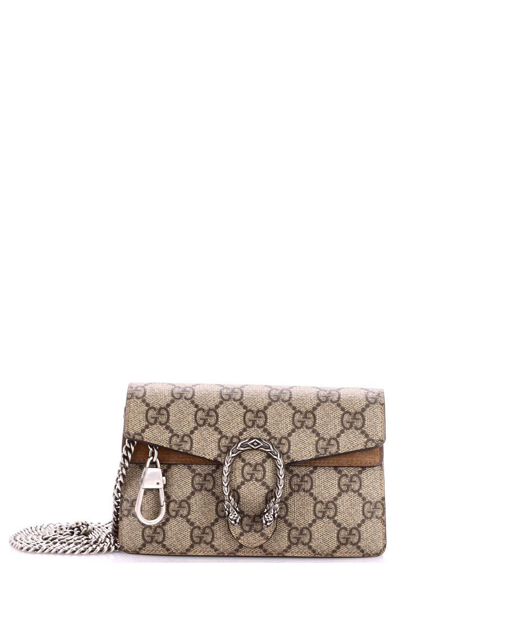 Б/у сумка Gucci Super Mini Dionysus из лакированной ткани GG