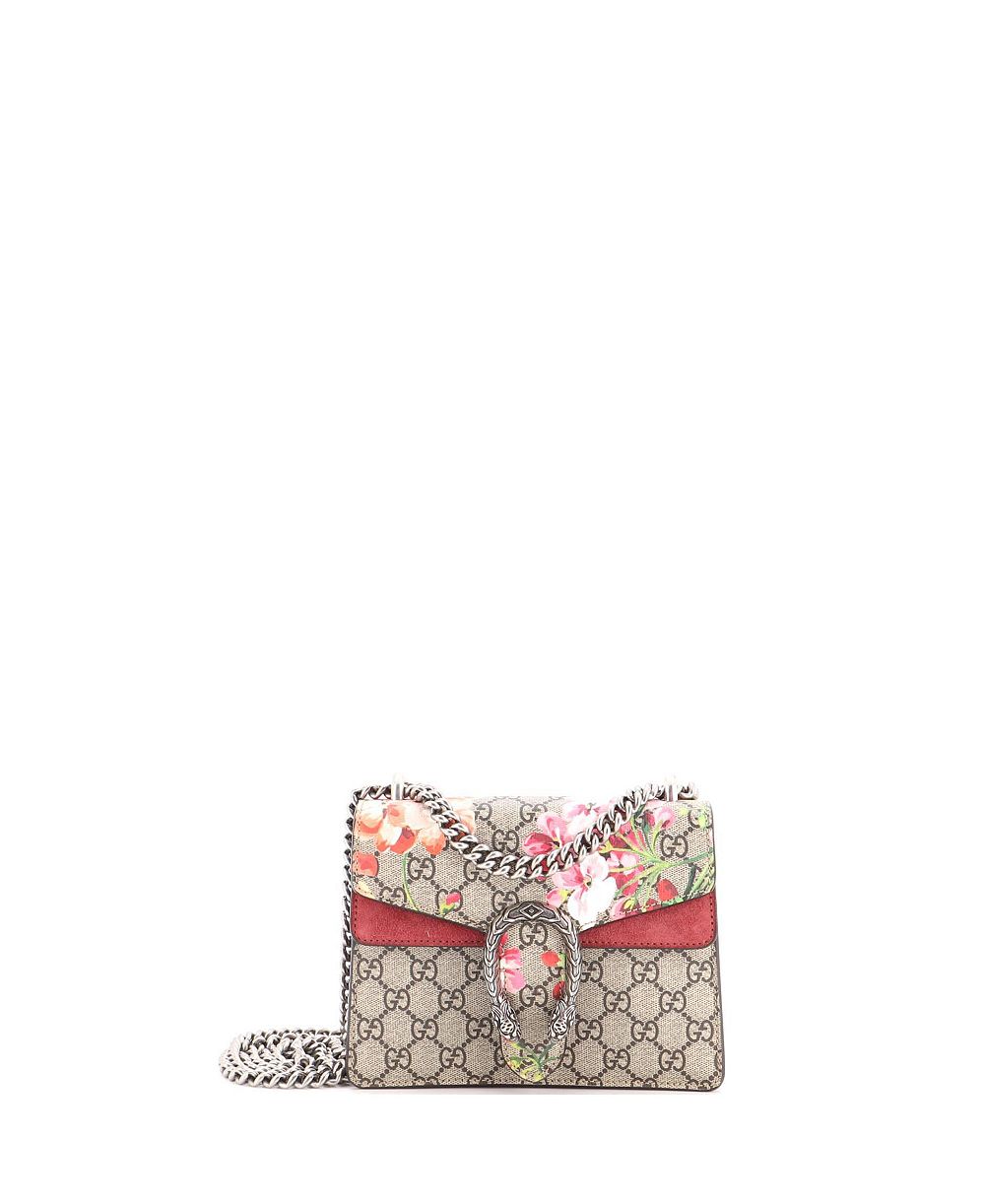 Б/у сумка Gucci Mini Dionysus Blooms Print из лакированной ткани GG с цветочным принтом