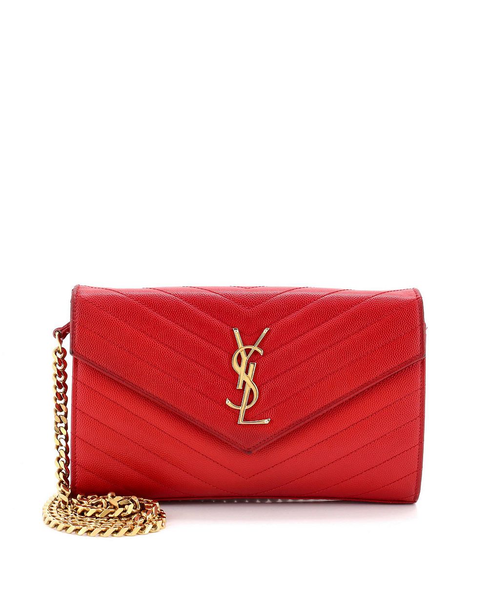 Б/у кошелек на цепи Saint Laurent Medium Classic Monogram Wallet on Chain Matelasse Chevron из кожи
