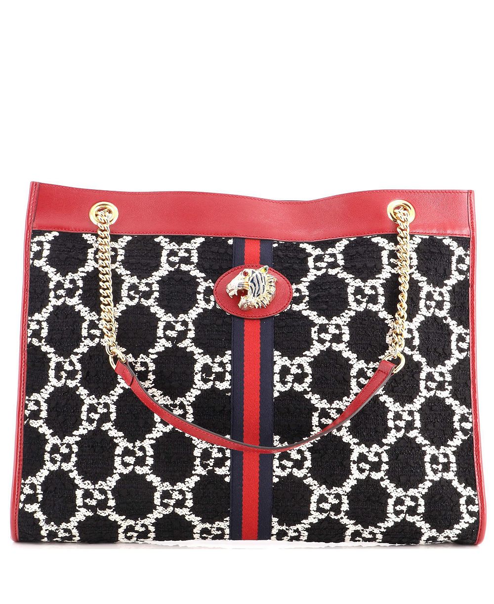 Pre-Owned Gucci большая сумка-тоут Rajah Chain из твида GG с цепочкой