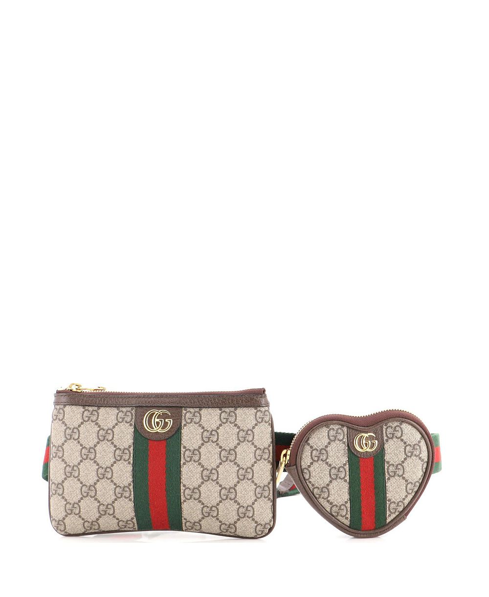 Б/у сумка Gucci Ophidia Heart Utility Double Belt из лакированной ткани GG с сердцем