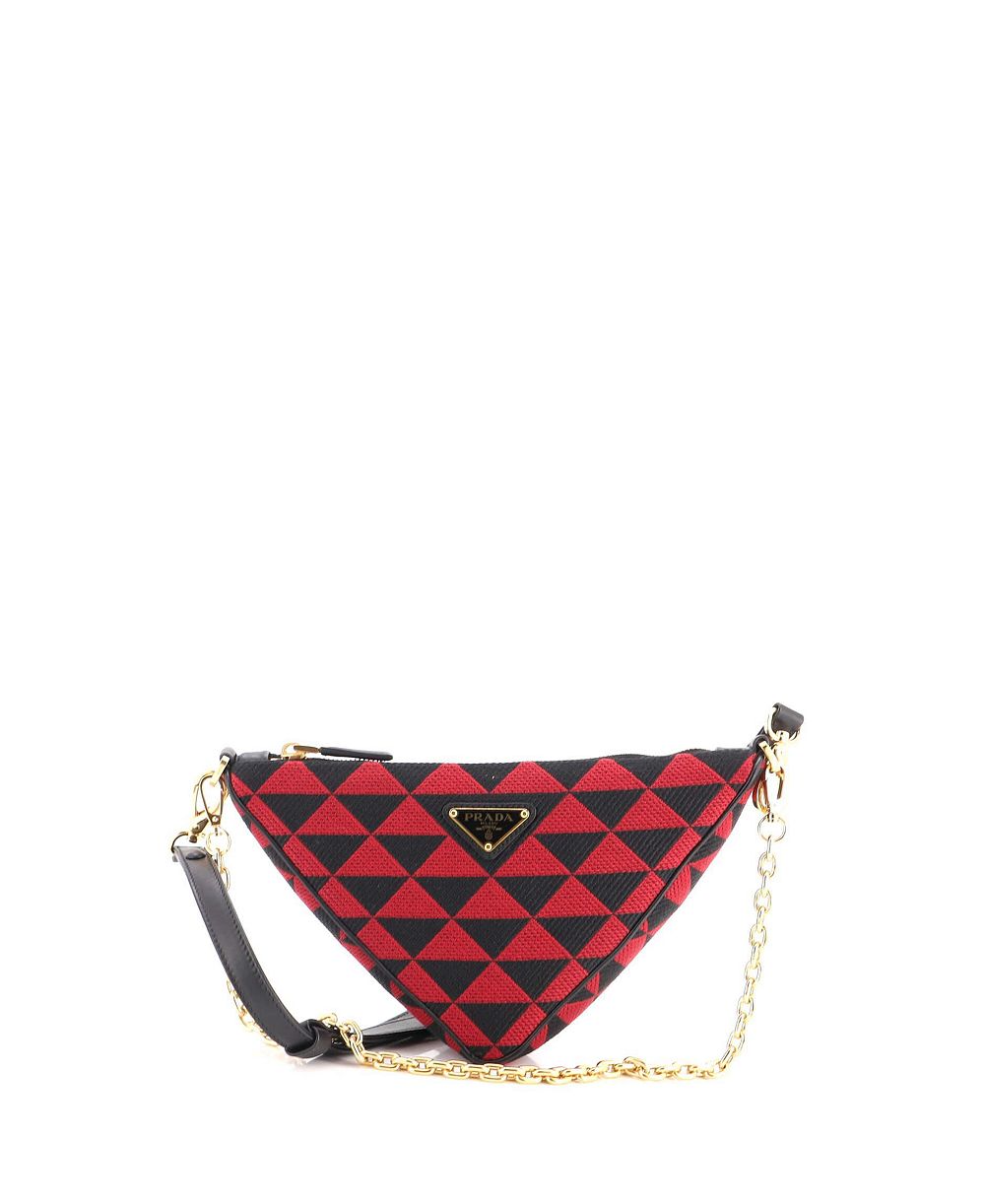 Pre-Owned Prada мини Символ треугольная сумка кожа и жаккард