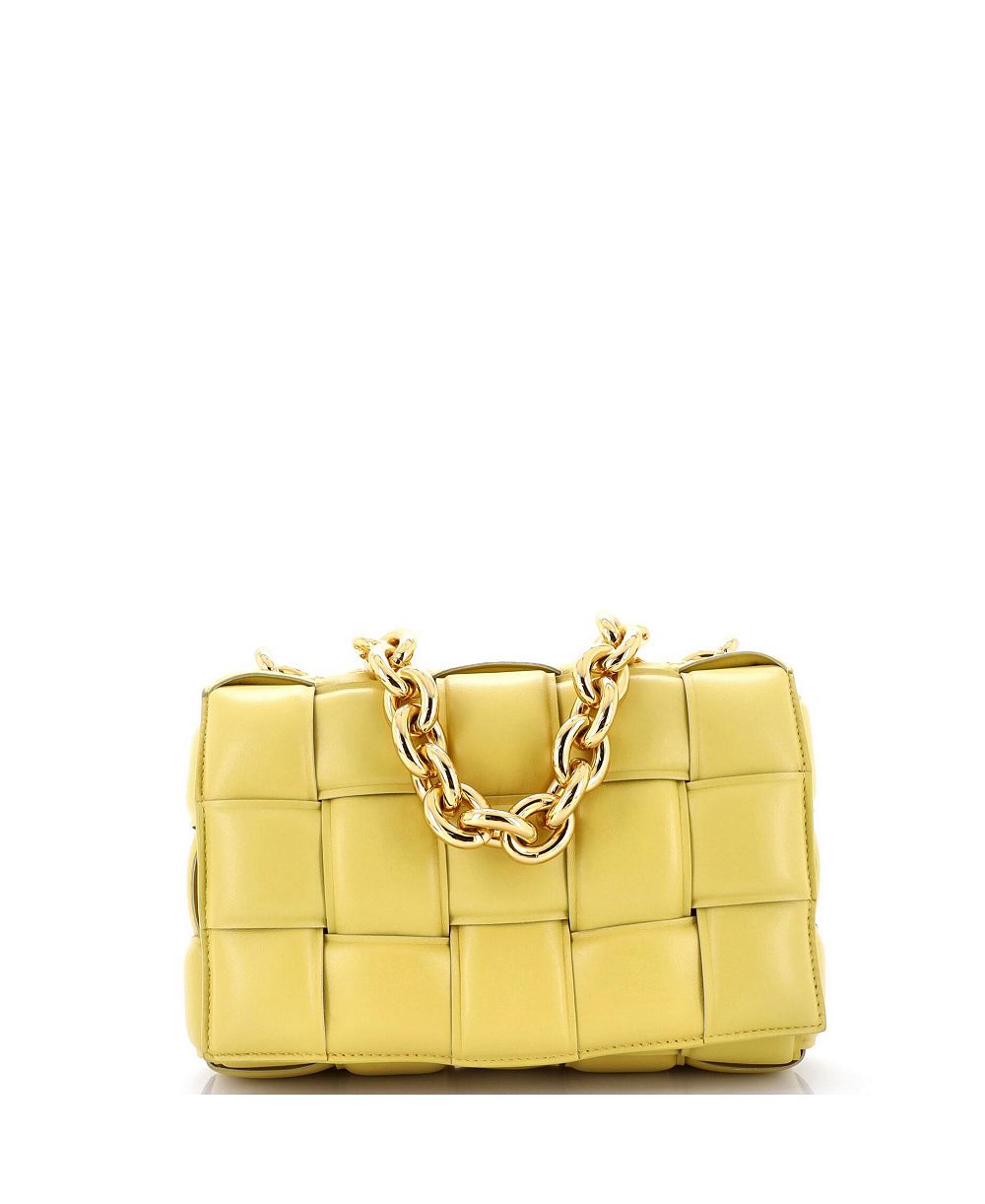 Pre-Owned Bottega Veneta Cassette Chain Crossbody Bag Padded Maxi Intrecciato Leather
