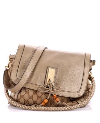 Pre-Owned Gucci средняя сумка через плечо Bella Flap из ткани GG с кожаной отделкой