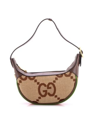 Б/у сумка-полумесяц Gucci Mini Ophidia Jumbo из канваса с логотипом GG