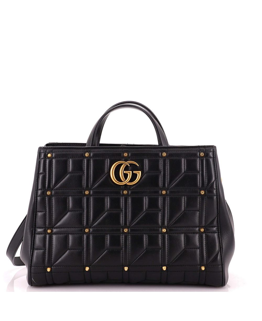 Pre-Owned Gucci Medium GG Marmont Tote Studded Matelasse Leather