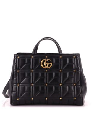 Pre-Owned Gucci Medium GG Marmont Tote Studded Matelasse Leather