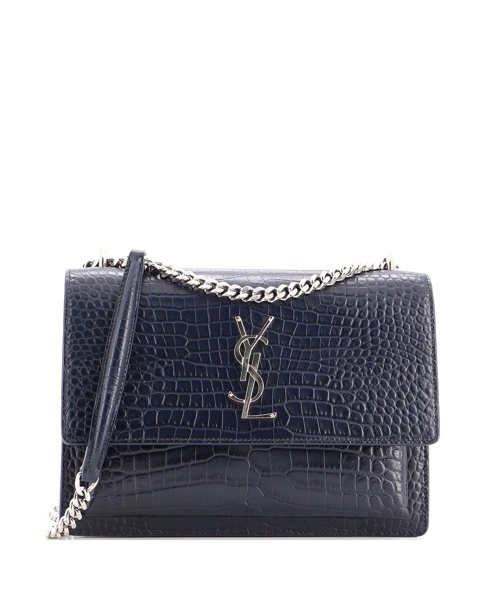 Pre-Owned Saint Laurent Medium Sunset Crossbody Bag Embossed Leather