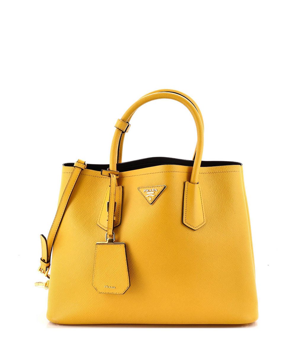 Pre-Owned Prada Medium Cuir Double Tote Saffiano Leather