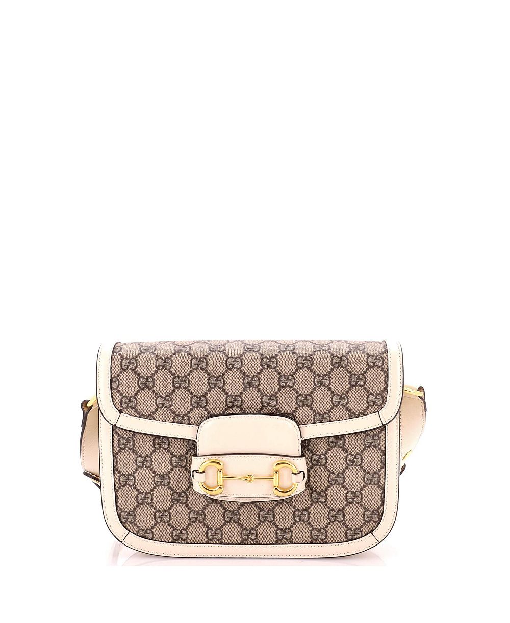 Pre-Owned сумка Gucci Small Horsebit 1955 через плечо из лакированной ткани GG с кожаной отделкой