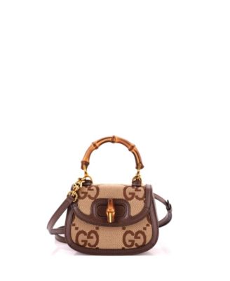 Pre-Owned Gucci мини-сумка с верхней ручкой Mini Bamboo 1947 Jumbo GG Canvas