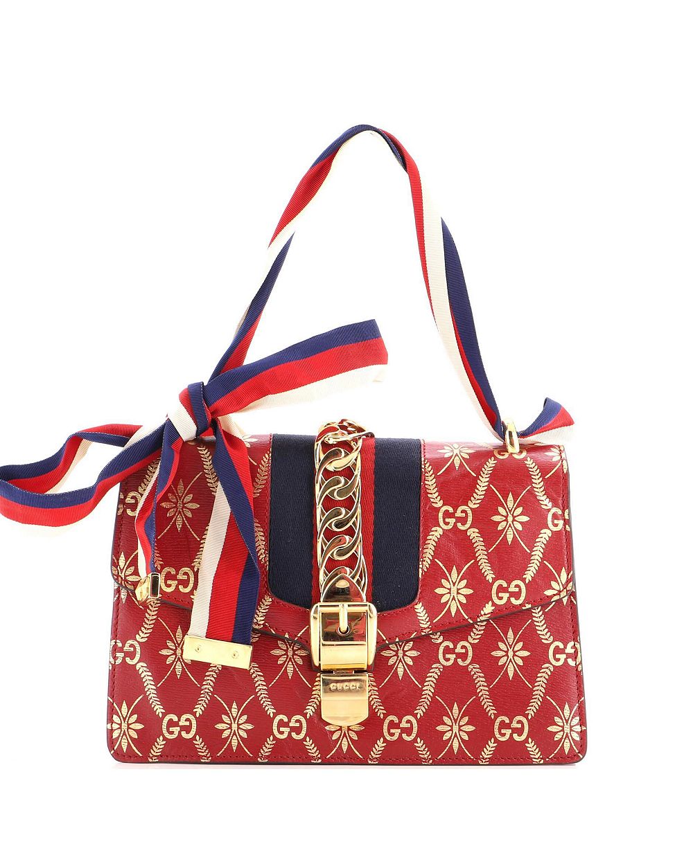 Pre-Owned Gucci маленькая сумка через плечо Sylvie из кожи с принтом