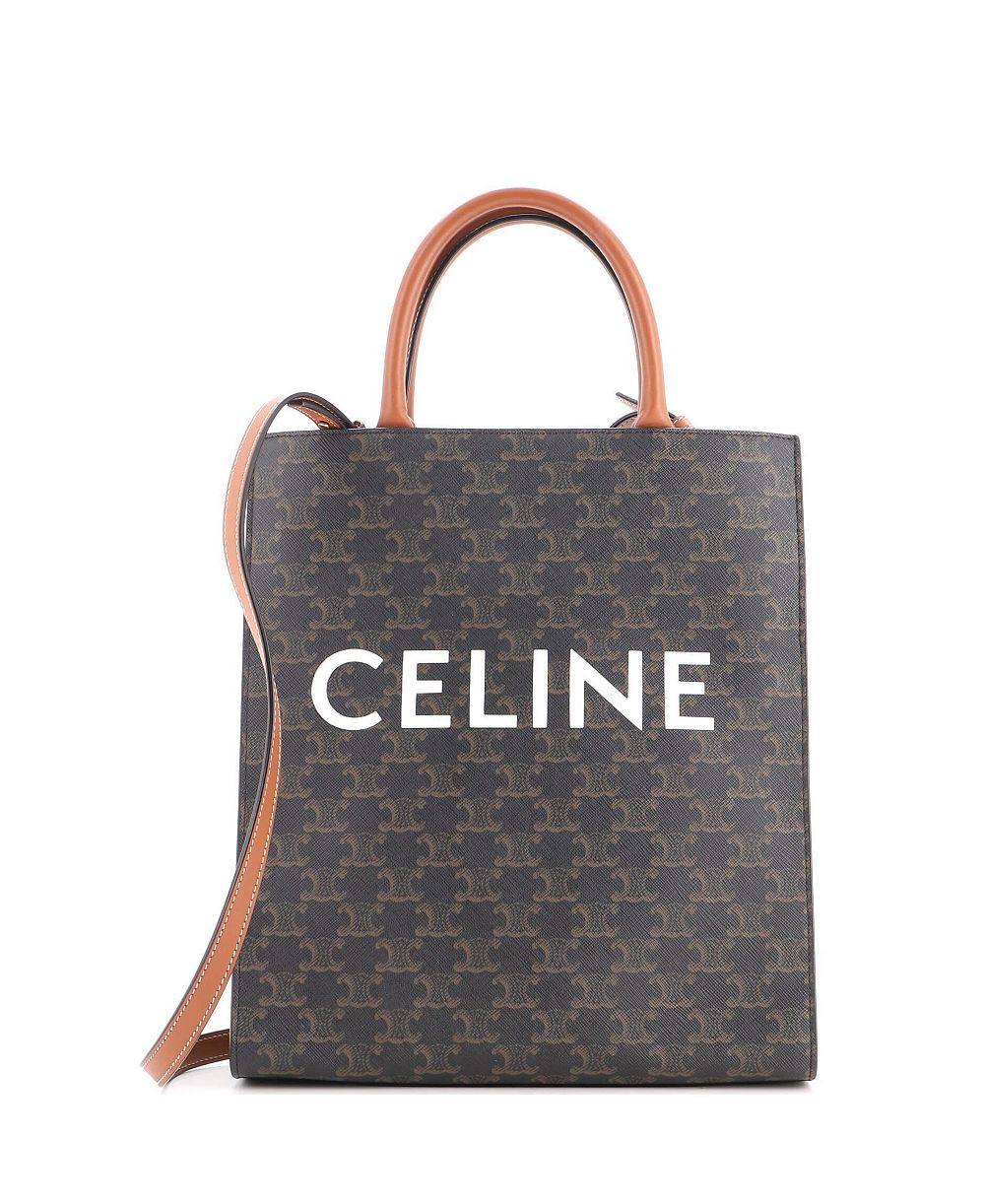 Pre-Owned Celine Маленькая вертикальная сумка-тоут Cabas Triomphe из лакированной ткани
