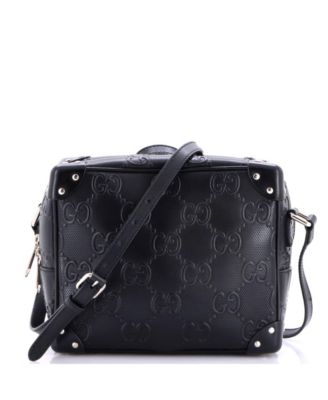 Pre-Owned Gucci Square Shoulder Bag GG Embossed Perforated Leather