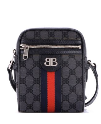 Pre-Owned Balenciaga мини-сумка через плечо на молнии из коллекции The Hacker Project x Gucci, холщовая ткань BB