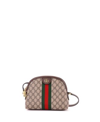 Б/у маленькая сумка Gucci Ophidia Dome на плечо из лакированной ткани GG с цепочкой
