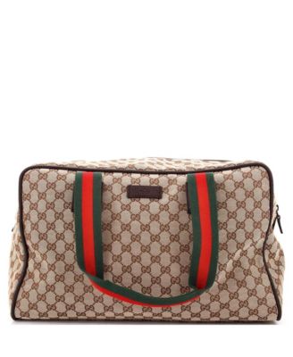 Б/у сумка-баул Gucci Medium Web Carry On Duffle из ткани GG с кожаной отделкой