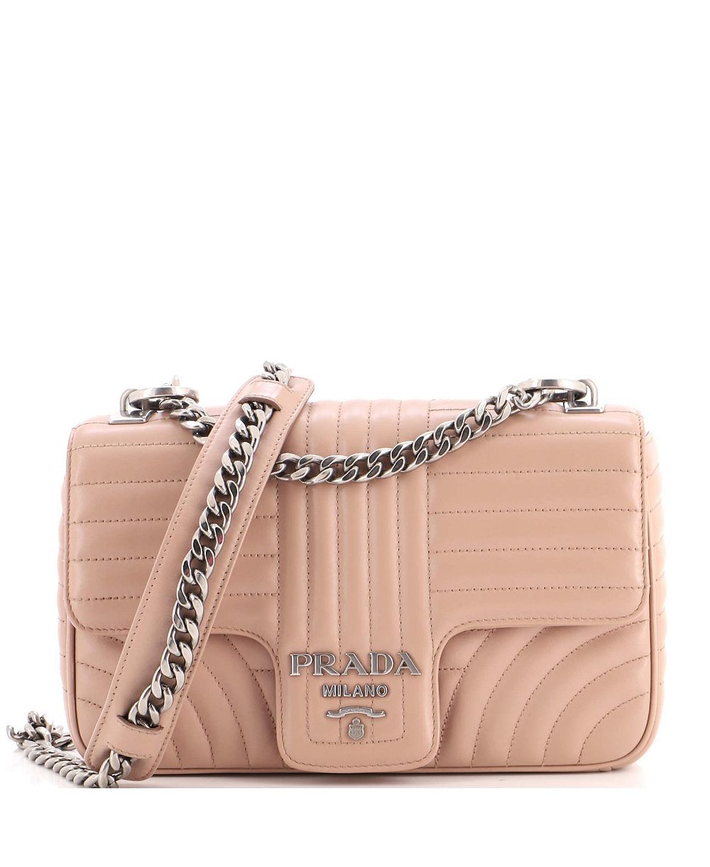 Pre-Owned Prada Средняя сумка через плечо Chain Flap Diagramme из стеганой кожи