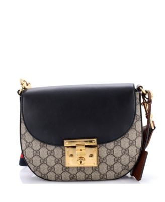 Pre-Owned Gucci Medium Padlock Saddle Shoulder Bag GG Coated Canvas and Leather