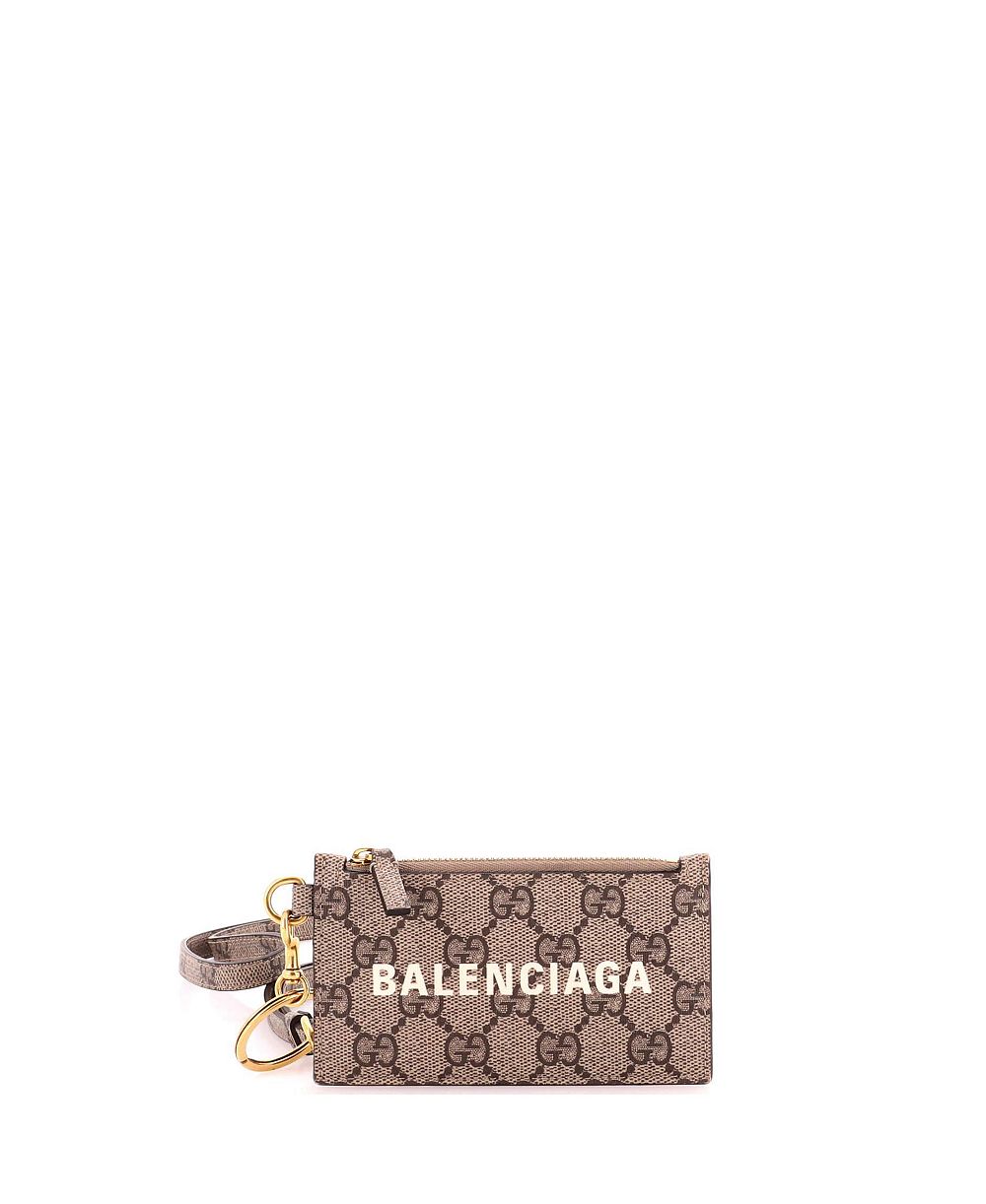 Б/у Gucci x Balenciaga The Hacker Project картхолдер на молнии с ремешком из ткани GG coated canvas