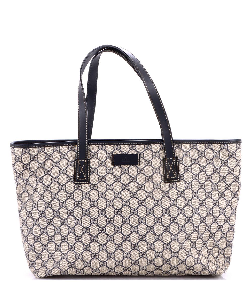 Сумка-тоут Pre-Owned Gucci Medium Plus из лакированной ткани GG с кожаной отделкой