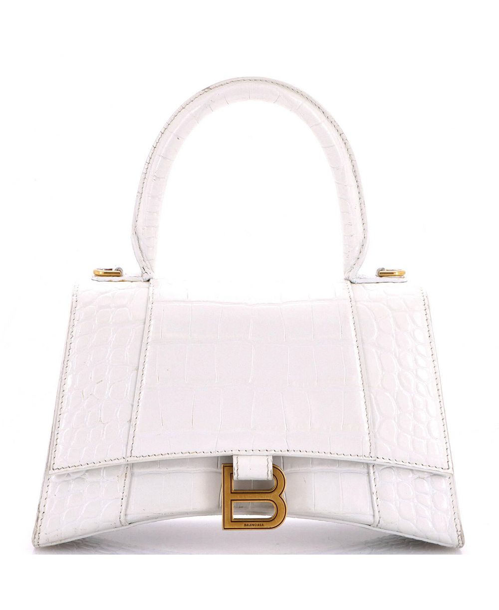 Сумка Balenciaga Hourglass Small с верхней ручкой из тисненой кожи