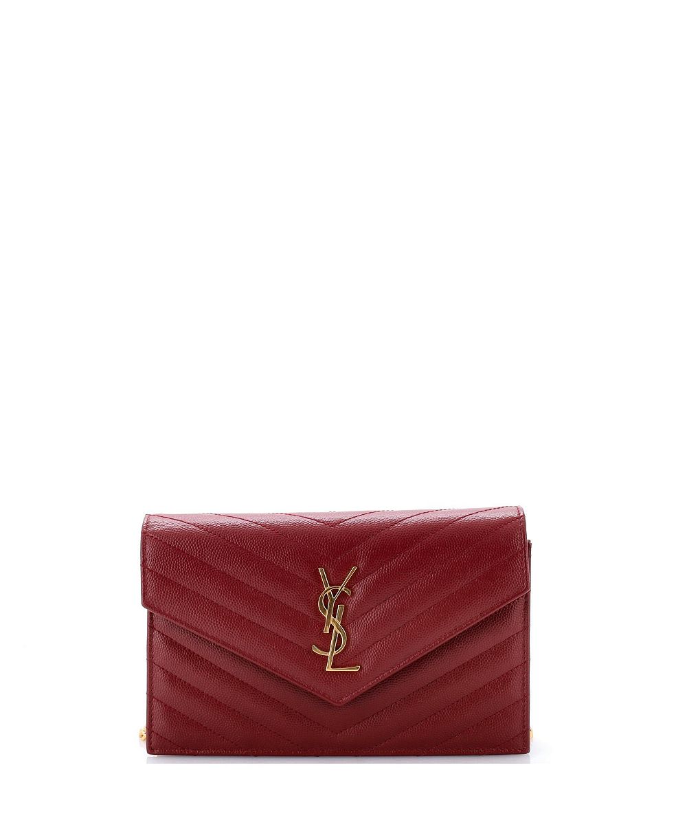 Pre-Owned Saint Laurent Маленький классический кошелек на цепи Matelasse Chevron из кожи с монограммой
