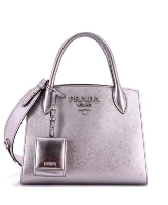 Pre-Owned Prada Small Monochrome Tote Saffiano with City Calf