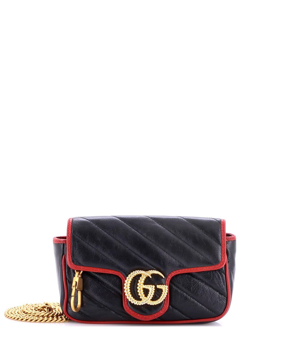 Pre-Owned Gucci миниатюрная сумка GG Marmont с диагональной стеганой кожей и клапаном