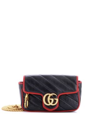 Pre-Owned Gucci миниатюрная сумка GG Marmont с диагональной стеганой кожей и клапаном