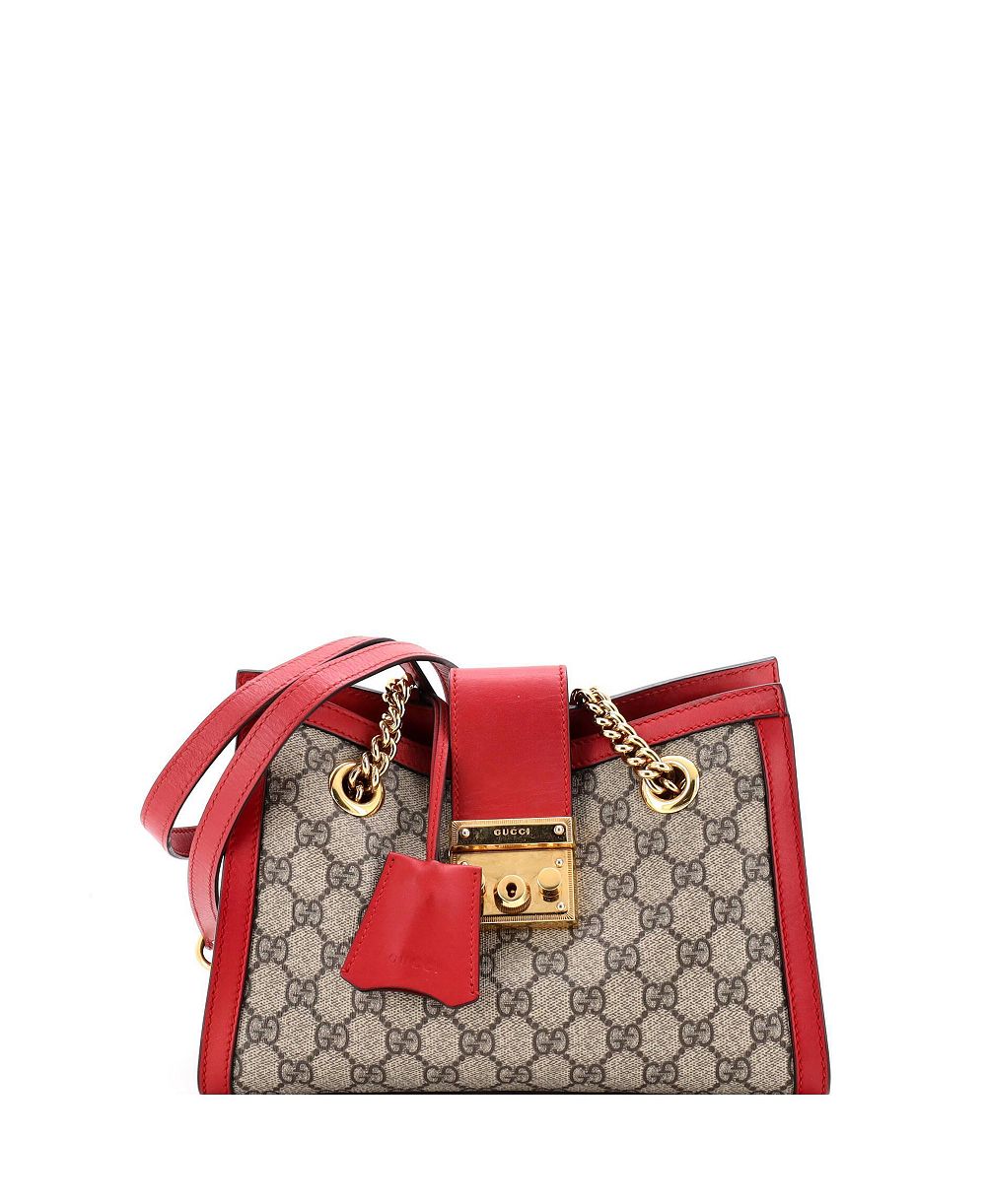 Женская сумка-шоппер Gucci Small Padlock Chain из ткани GG с кожаной отделкой