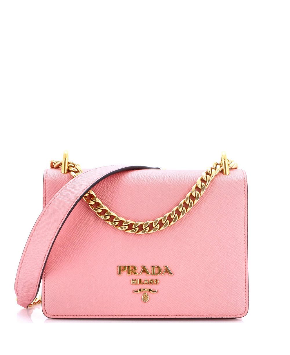 Pre-Owned Prada Маленькая сумка-флап с цепочкой из кожи сафьяно