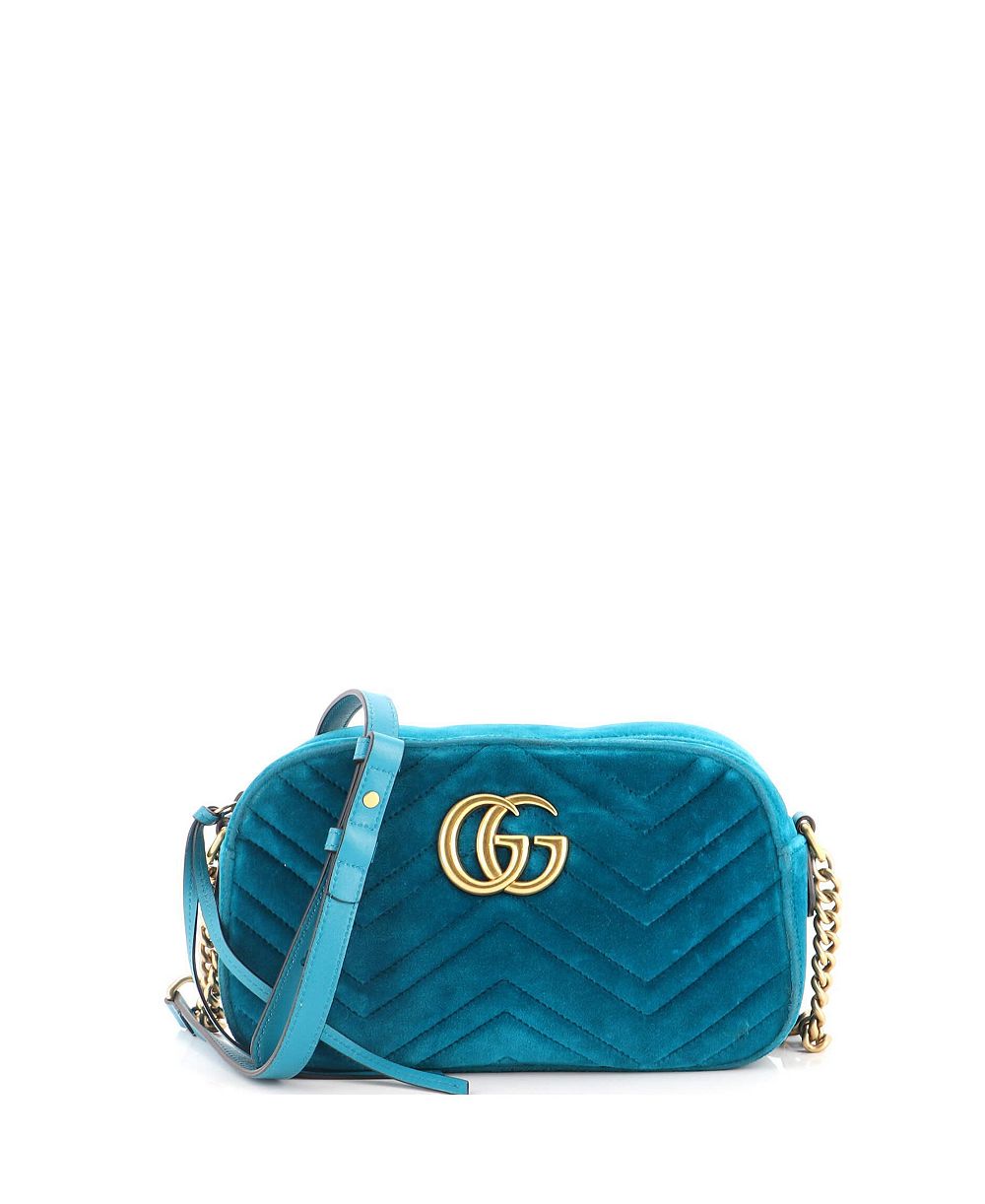 Pre-Owned Gucci Small GG Marmont Shoulder Bag Matelasse Velvet