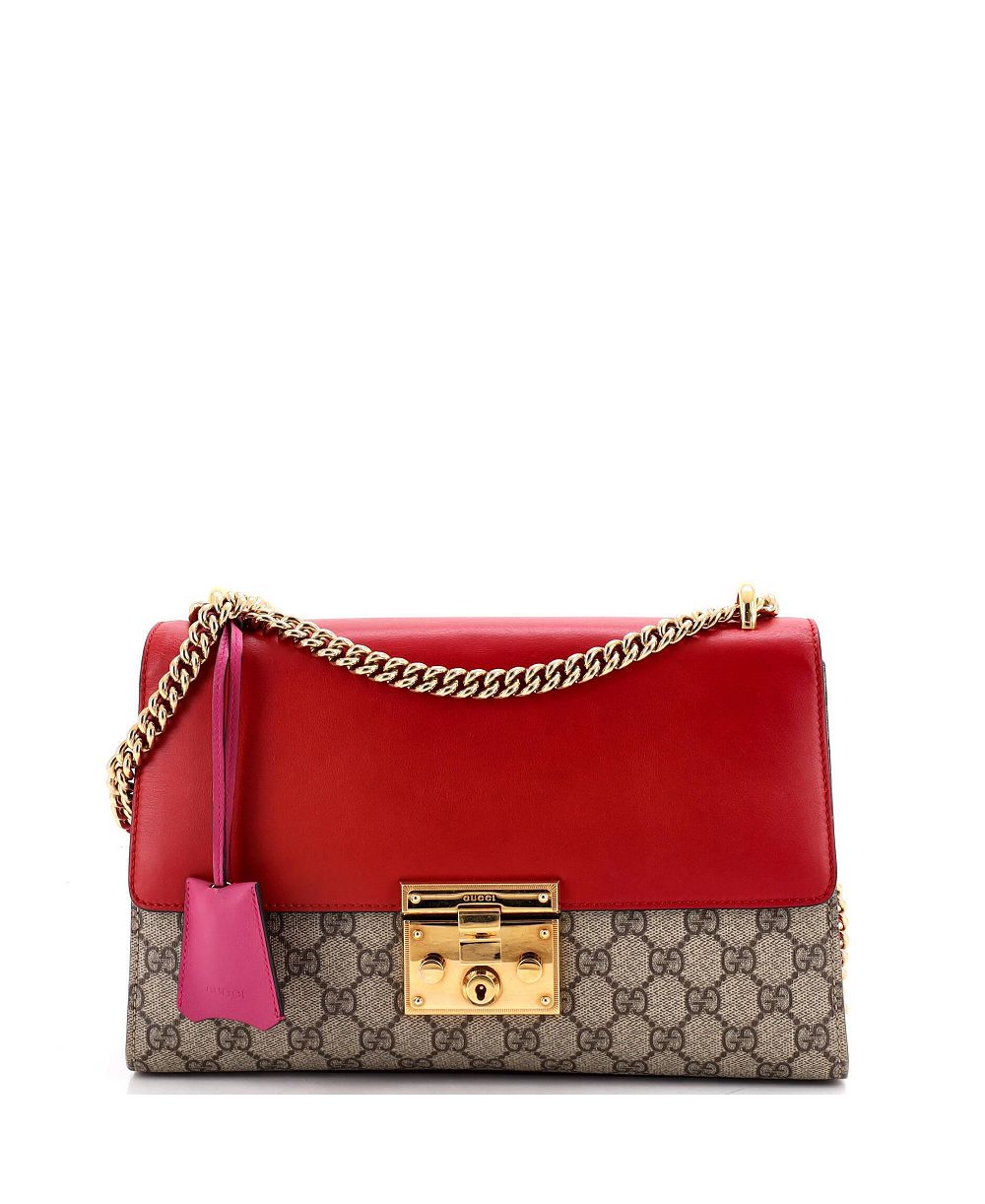Pre-Owned Gucci Medium Padlock Shoulder Bag GG Coated Canvas and Leather