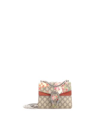 Б/у мини-сумка Gucci Mini Dionysus с принтом Blooms из лакированной ткани GG